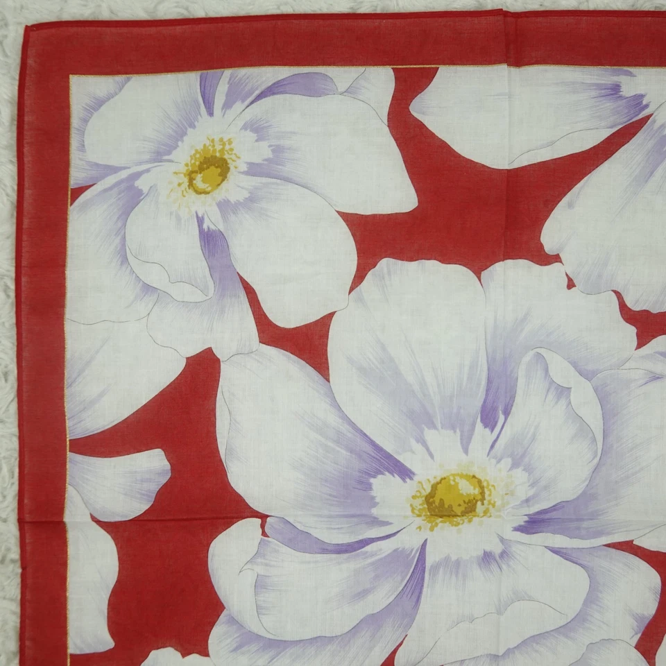 M935 HANAE MORI красный цветок хлопок шарф шарфы карман квадратный 17,5 «X 17,5» - Изображение 2 из 4