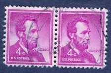 1954 Stamp #1036 Pair Abraham Lincoln Used