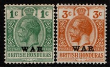 British Honduras 1917 King George V 1c, 2c War Stamp SG116-17 Sc MR2-3 Mint