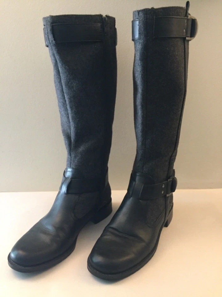 Botas Aerosoles Ride Line Gris Lana Como Tela Negro Imitación Cuero Talla 8 Foto 2 de 4