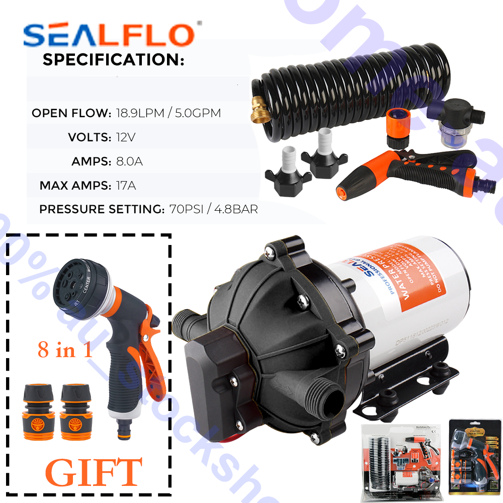 SEALFLO 12V Washdown Pump Kit 20L/MIN 70PSI High Pressure WashDown