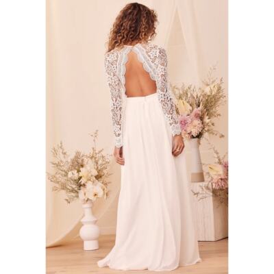 White Long Sleeve Lace Maxi Dress | Womens | Small | 100% Polyester | Lulus exclusive White Long Sleeve Lace Maxi Dress | Womens | Small | 100% Polyester | Lulus exclusive