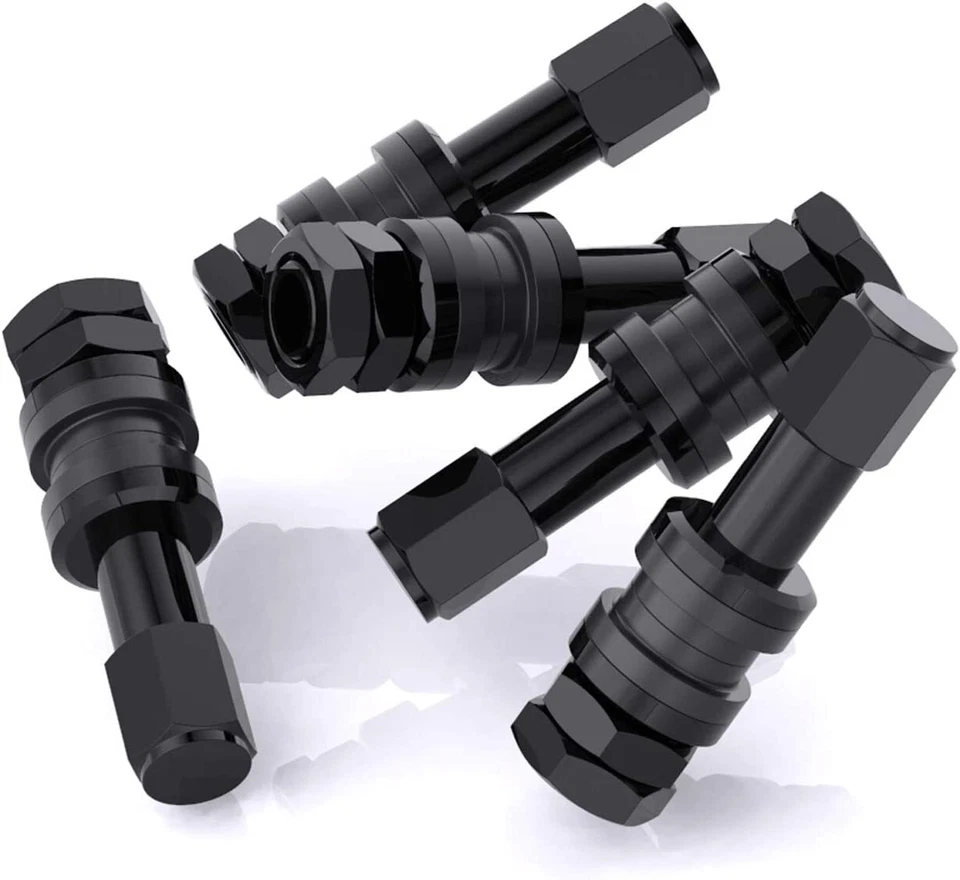 4Pcs TR48 Bolt On Tire Valve Stem BLACK alloy High Pressure Flush with Stem Cap - Image 3 of 4