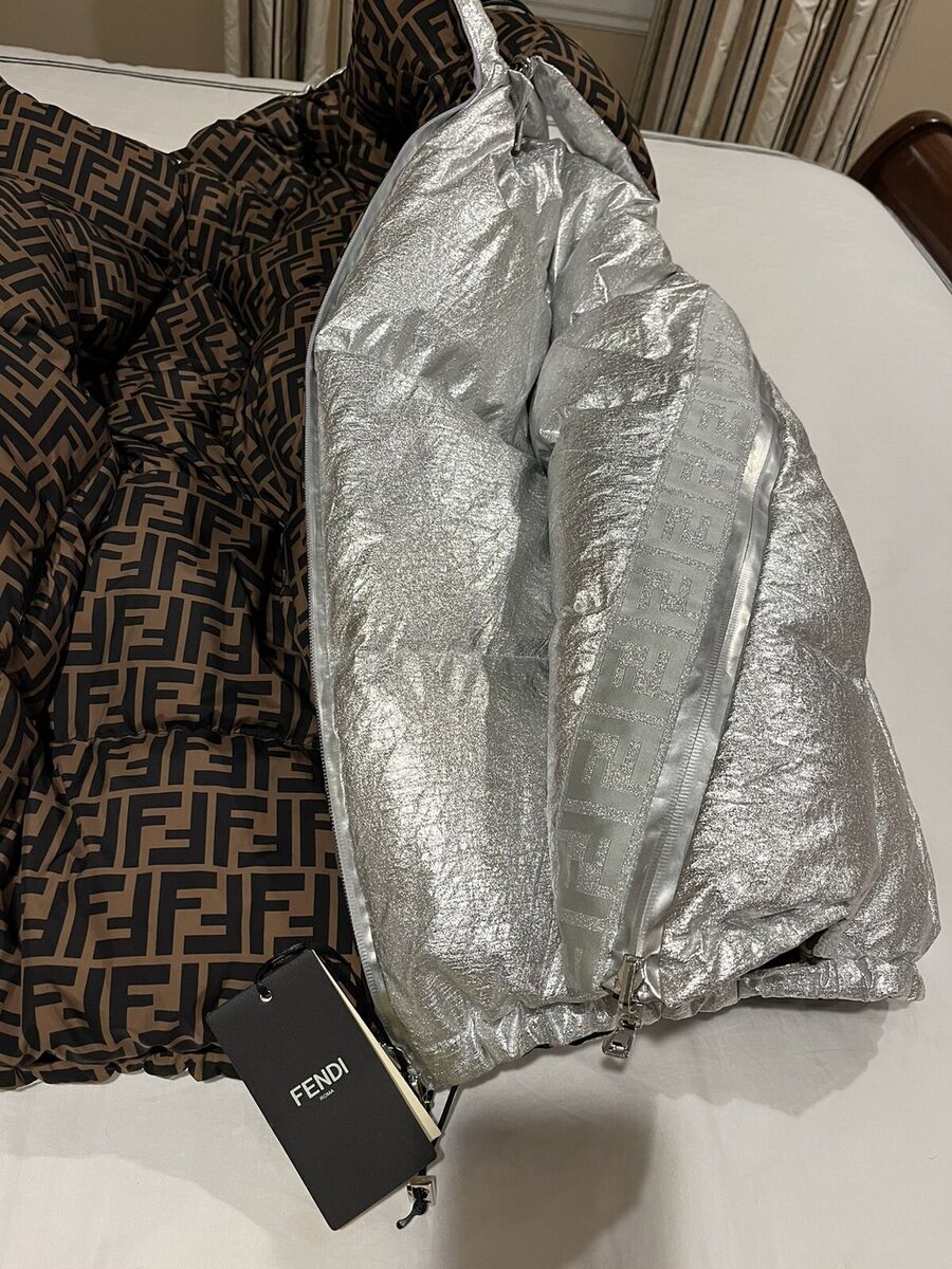 FENDI REVERSIBLE Nicki Minaj Metallic FF Logo DOWN PUFFER FENDI REVERSIBLE Nicki Minaj Metallic FF Logo DOWN PUFFER