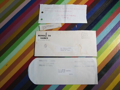 vtg RPG Wargame - Note and Envelope lot Monolith Simulation Games 12RP