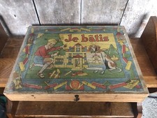 Ancien Jeu De Construction JE BÂTIS Boîte N6 Jouets GARNIER Bois Vintage #A787
