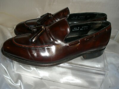 Vtg FRENCH SHRINER Sterling Burgundy Leather Slip-On Tassel  display picture 1