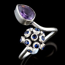 Blue Sapphire Gemstone Handmade Ring, 925 Sterling Silver Jewelry RingAdjustable