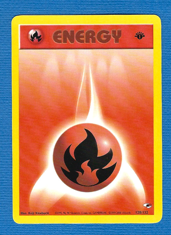 FIRE ENERGY 2000 POKEMON GYM HEROES 1ST EDITION CARD 128/132 NM-MT