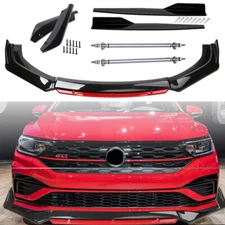 For VW JETTA 19-21 Glossy Front Bumper Lip Spoiler Diffuser+Side Skirts+Rear Lip