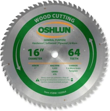 SBW-160064 16-Inch 64 Tooth ATB General Purpose Saw Blade with 1-Inch Arbor