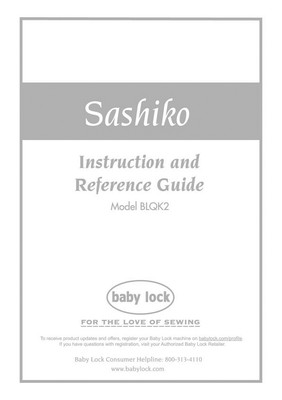 Baby Lock Sashiko BLQK2 Sewing Instruction Manual Reprint
