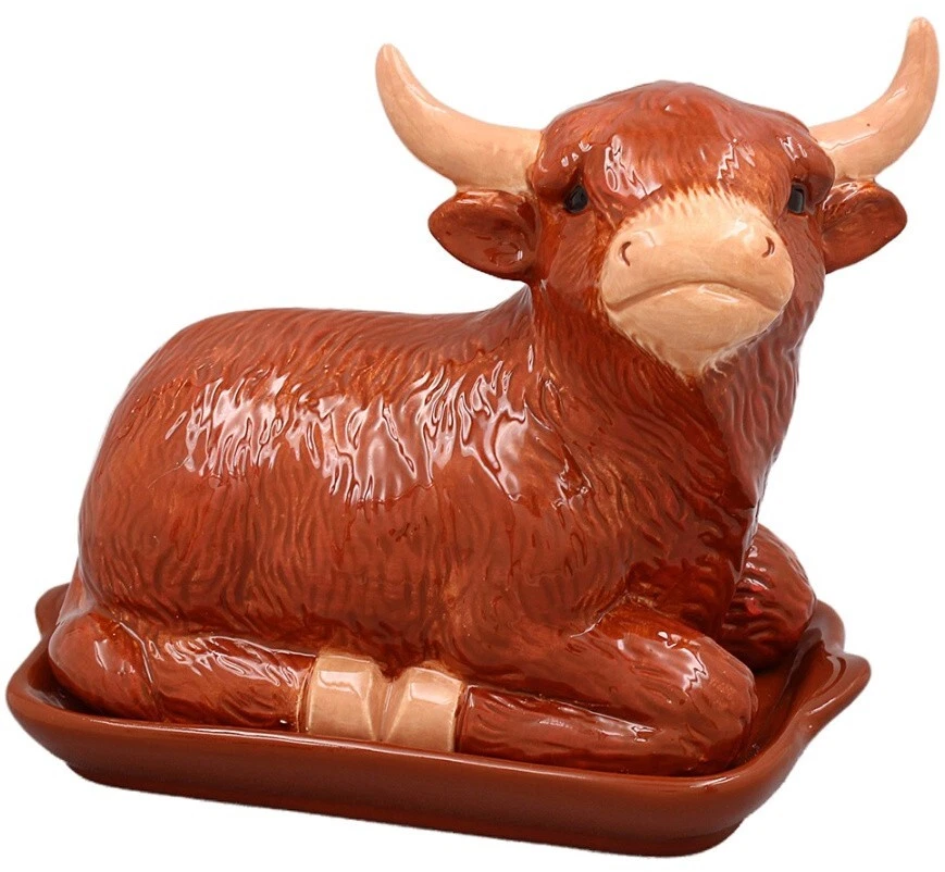 Highland Cow butter dish ceramic kitchen gift