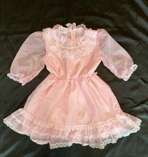VTG Delta Girl Pink Dress Sz 6x Pink Ruffles Tea Party Cottagecore Cute