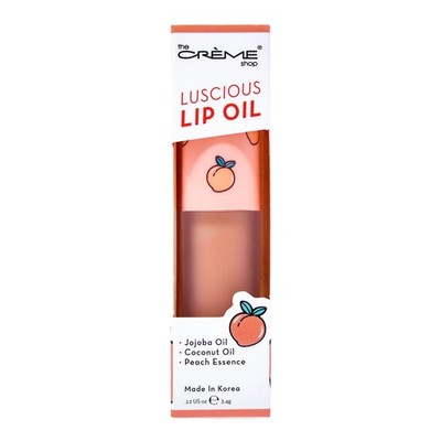 The Creme Shop Luscious Lip Oil Peach Essense Jojoba Oil Coconut Oil .12 OZ/3.4g