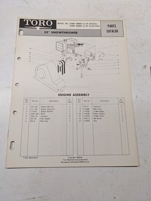 #ad TORO PARTS CATALOG LIST BOOK MANUAL SNOWTHROWER 32” 31600 31655 1969 BLOWER $11.99