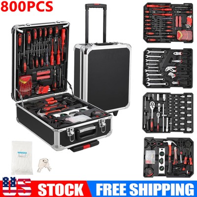 800pcs Tool Sets Rolling Trolley Case Mechanic Tool Set Home Tool Kit for Garage