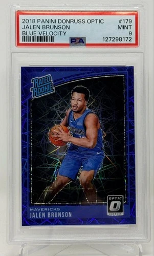 JALEN BRUNSON 2018 Panini Donruss Optic RC Rookie #179 Blue Velocity PSA 9 MINT