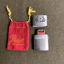 Vintage 1960s JON-e Silver Metal Hand Warmer with Red Pouch K-74