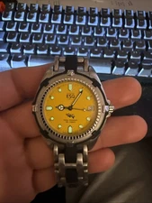 Genuine ESQ Esquire Women's Diver Watch with Yellow Face Silver Band Case