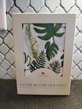 Little Unicorn 100 Cotton Muslin Fitted Crib Sheet Botanical White  Green Leaf