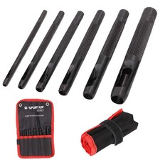 Spurtar Hollow Punch Set 6 Pieces Heavy Duty Round Leather Hole Punch Kit 1/8" 5