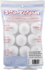 2-Inch White Foam Balls 12-Pack for Crafts and Modeling