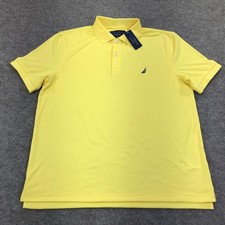 Nautica NAVTECH Polo Shirt Mens Medium Yellow Summer Logo Short Sleeve KR5308