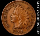 1907 Indian Head Cent - Scarce  Very Fine+  Better Date  No Reserve  #L3632