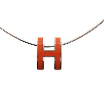 AUTHENTISCHE HERMES Draht Pop Ash Halskette Orange Metall