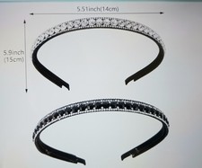 2-Piece Black and Clear Rhinestone Headbands for Women and Girls