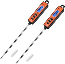 ThermoPro TP01A Instant Read Meat Thermometer with Long Probe Orange 2Pcs