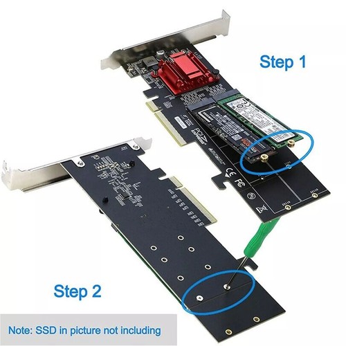 New PCIE X8 M.2 2 port SSD Adapter Expansion Card Dual M-key Converter Adapter - Afbeelding 10 van 11