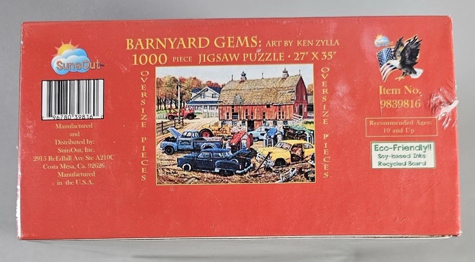 Rompecabezas de 1000 piezas de gemas de patio de granero 27” X 35” SunsOut Manuf arte de Ken Zella NUEVO Foto 3 de 4