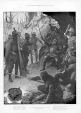 Original Old Antique Print Christmas Waits In Tribulation Song For Ransom 1902