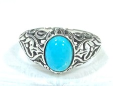 VINTAGE 925 Sterling Silver Turquoise Ring Handcrafted Southwest Style Size 6.25