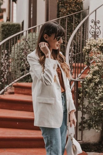 EVERLANE Oversized Linen Blend Blazer In Biege/ Size 6