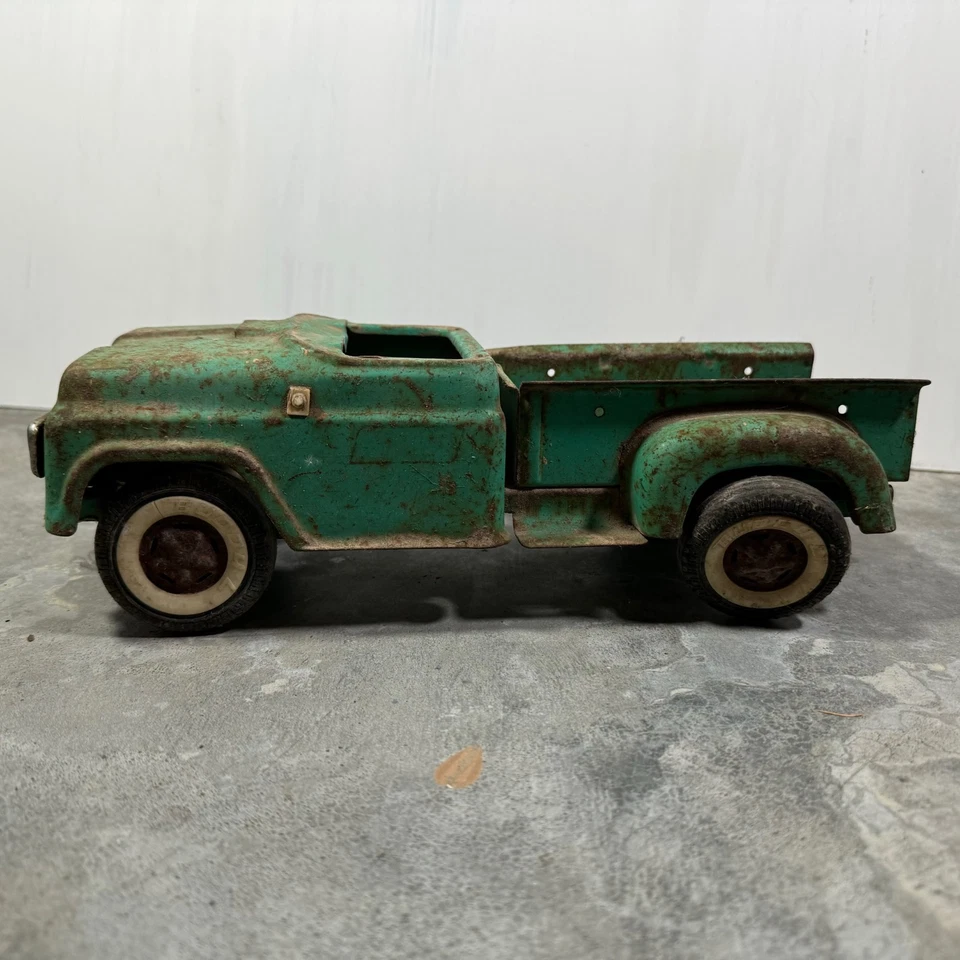 Camión Buddy L Stepside vintage años 50 acero prensado verde decoración antiguo juguete RARO Foto 2 de 4