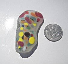 Sea Glass, Large Thick Clear and Multi Color Orange Yellow Green Red White Spots