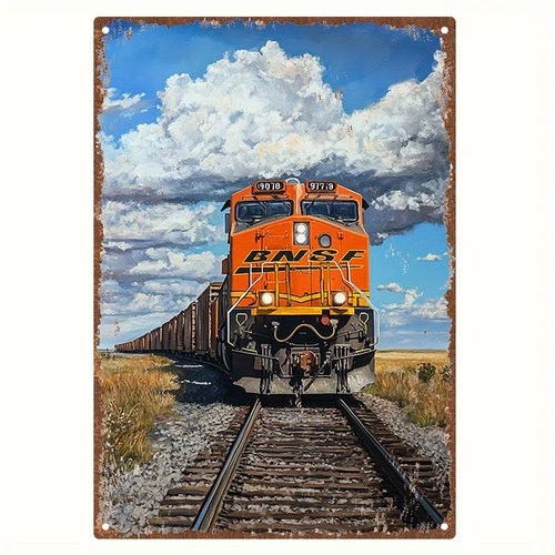 2D Flat, BNSF Railway Logo Vintage Wall Art Tin Metal Signs Home Décor 8x12 Inch