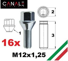 Satz 16 Radbolzen M12x1,25 Fiat 500 Panda Qubo Stichstift Alfa Mito Ypsilon