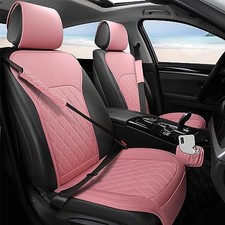 Sanwom Front Car Seat Covers - Leather Seat Covers With Storage Pocket And Pink