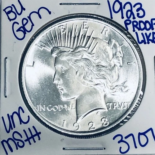 1923 BU UNCIRCULATED SILVER PEACE DOLLAR AUTHENTIC U.S. MINT FREE SHIPPING 3707