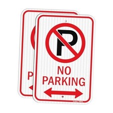 Large No Parking Sign With Symbol With Arrows, 18x12 18x12 inches-2 Pack