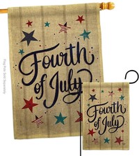 Fourth of July Stars Burlap Garden House Flag-Set Patriotic Independence Day ...