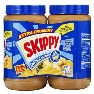 SKIPPY SUPER CHUNK Peanut Butter Twin Pack 2-Pack, Shelf-Stable, 40 oz Jar