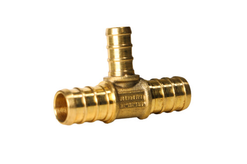 1 Pack XFITTING 1/2" x 1/2" x 3/8" PEX-B Tee, Crimp Fitting, Lead Free Brass