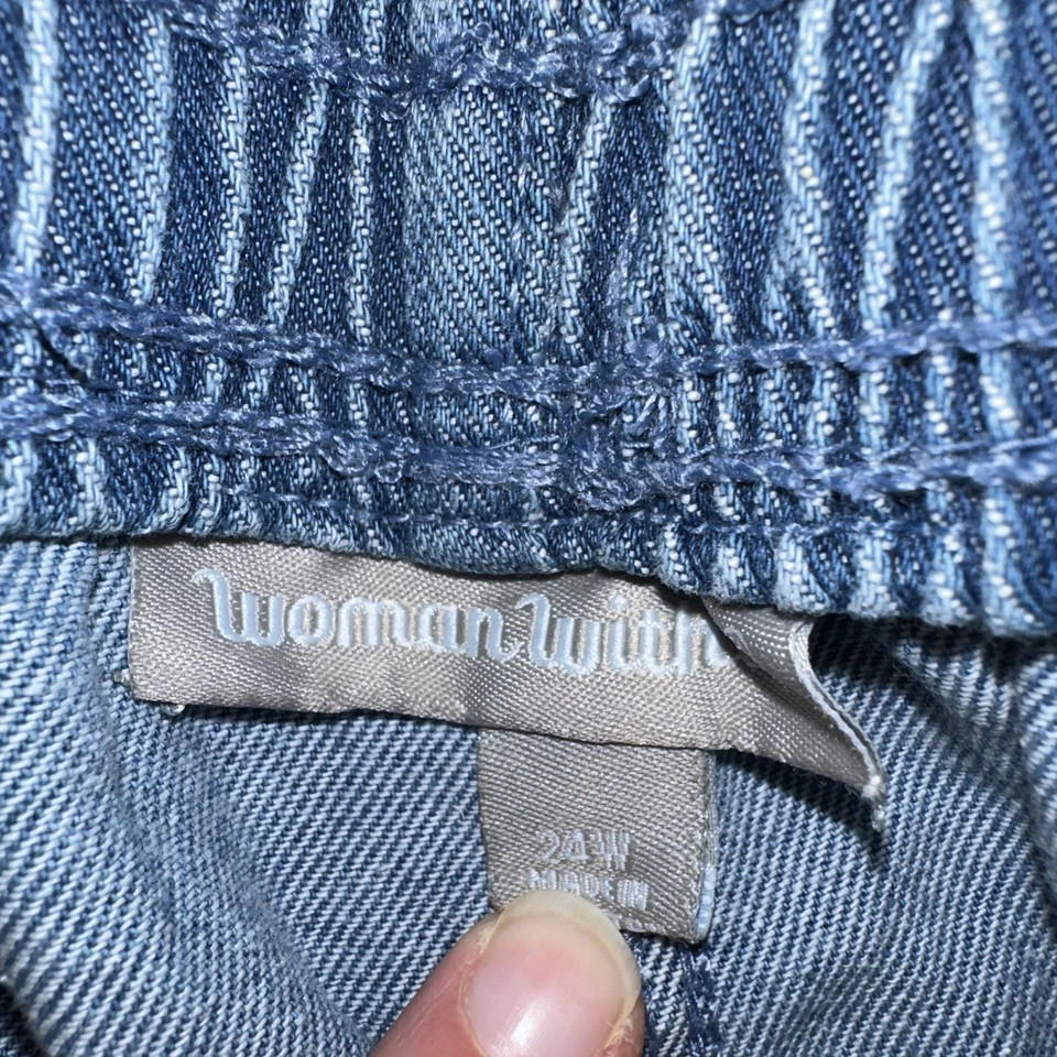 Pantalones Cortos de Jean Woman Within Azul Denim Para Mujer Talla Grande 24W 9” Entrepierna Foto 3 de 4