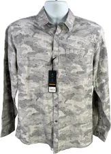 Marc Anthony Men’s Gray Camo Soft Touch Slim Fit Button Up Shirt - M