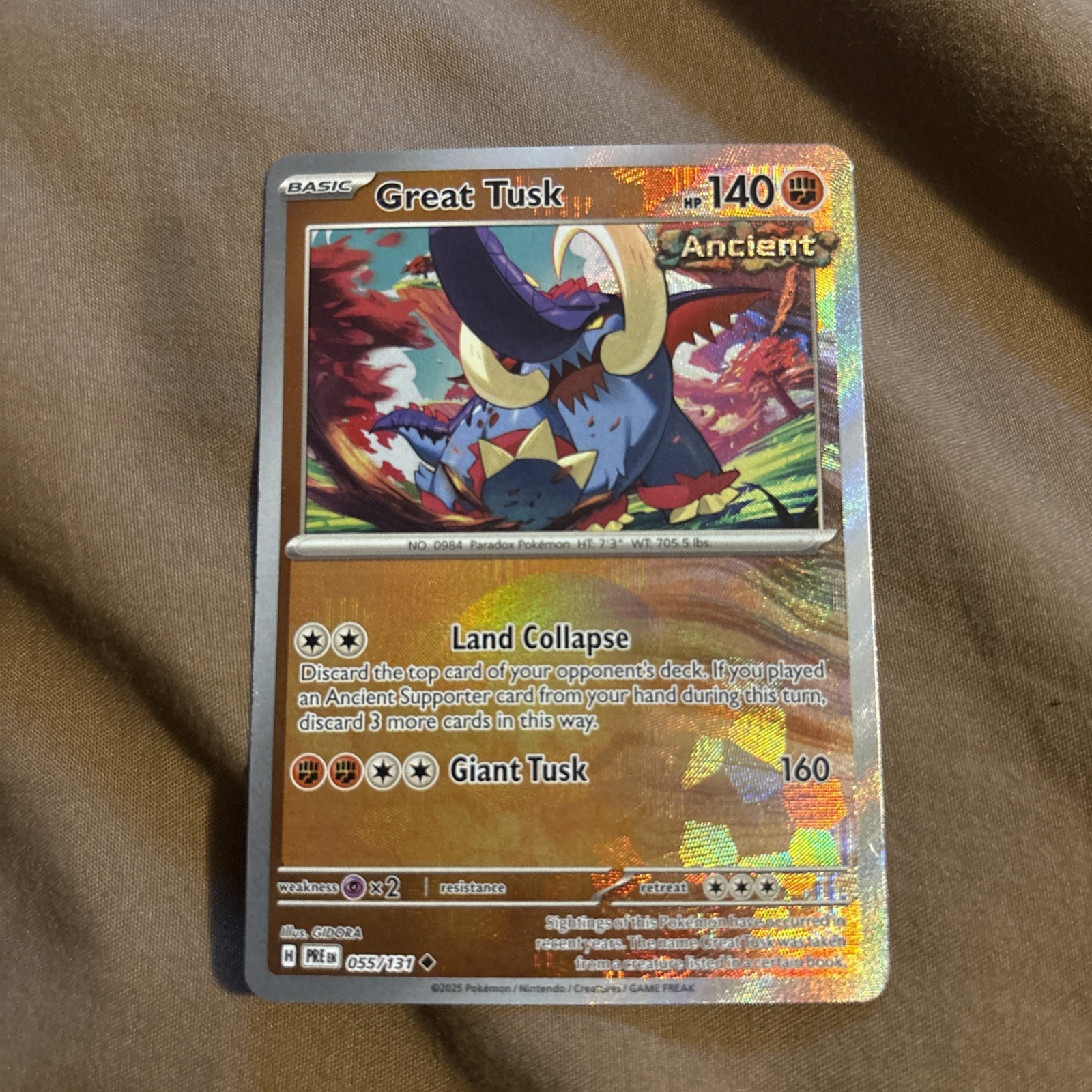 Pokemon Prismatic Evolutions Poke Ball Great Tusk 055/131